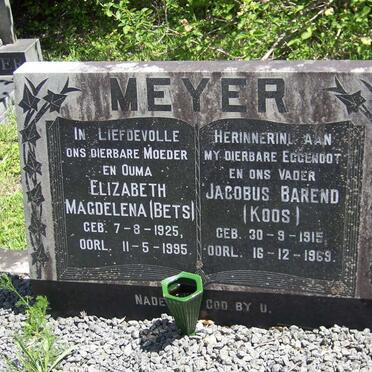 MEYER Jacobus Barend 1915-1969 &amp; Elizabeth Magdalena 1925-1995