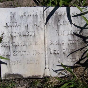 NICHOLSON Walter 1885-1951 &amp; Louisa W.A HEUER 1884-1964