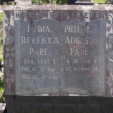 PAPE Philipp August 1888-1954 &amp; Lydia Rebekka GRATZ 1894-1938