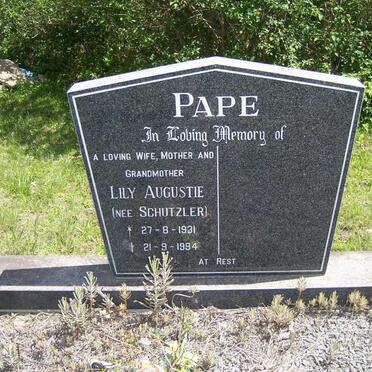 PAPE Lily Augustie nee SCHUTZLER 1931-1994