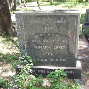 PAPE Benjamin Ernst 1890-1976 &amp; Gertrud Elisabeth GUTSCHE 1894-1947