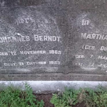BERNDT Johannes 1865-1953 &amp; Martha DURRHEIM 1867-1949