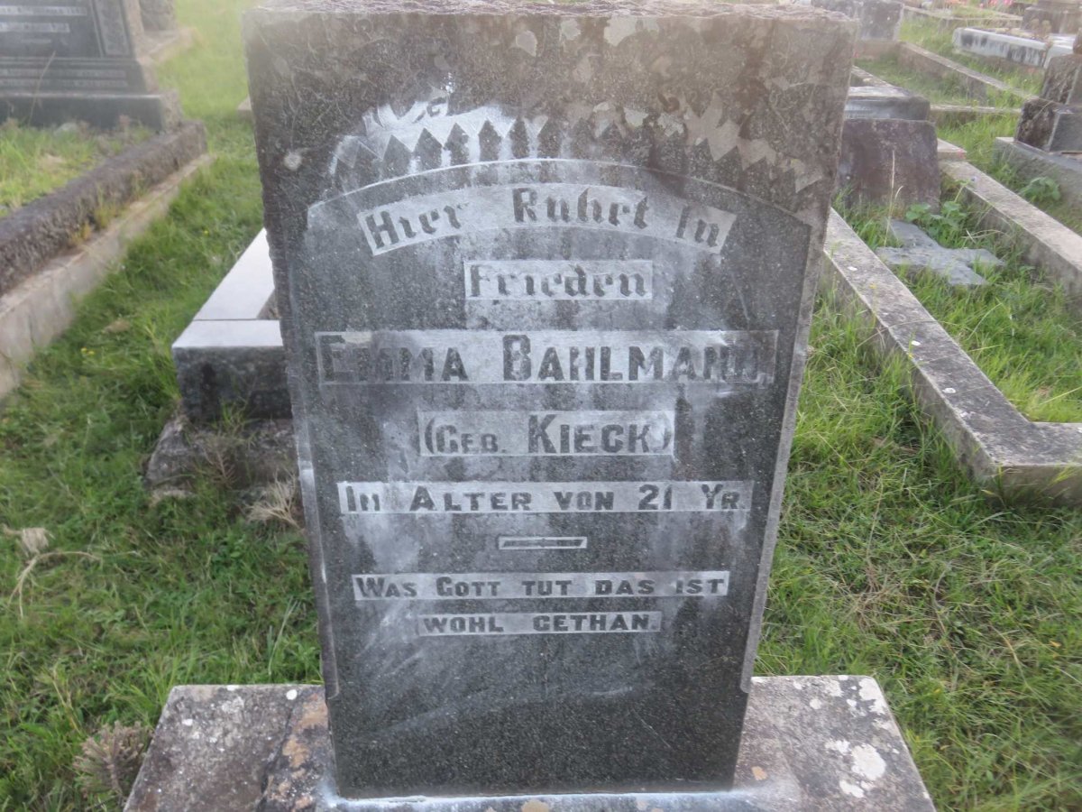 BAHLMANN Emma nee KIECK