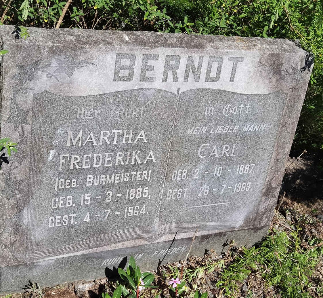 BERNDT Carl 1887-1963 &amp; Martha Frederika BURMEISTER 1885-1964