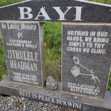 BAYI Zithulele Headman 1959-1994