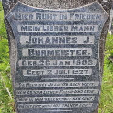 BURMEISTER Johannes J. 1903-1927