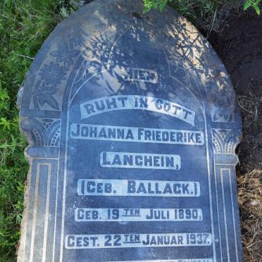 LANGHEIN Johanna Friederike nee BALLACK 1890-1937