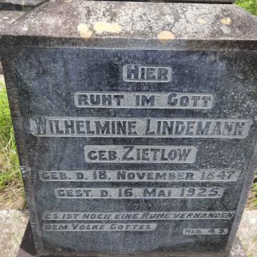 LINDEMANN Wilhelmine nee ZIETLOW 1847-1925
