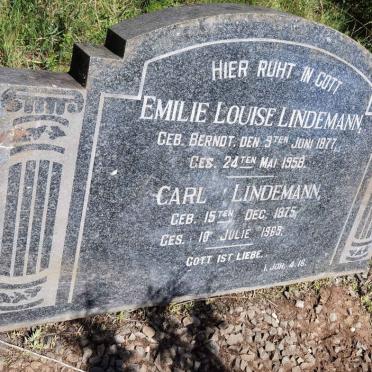 LINDEMANN Carl 1875-1969 &amp; Emilie Louise BERNDT 1877-1958