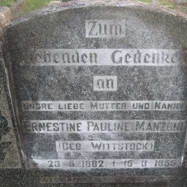 MANZONI Ernestine Pauline nee WITTSTOCK 1882-1955