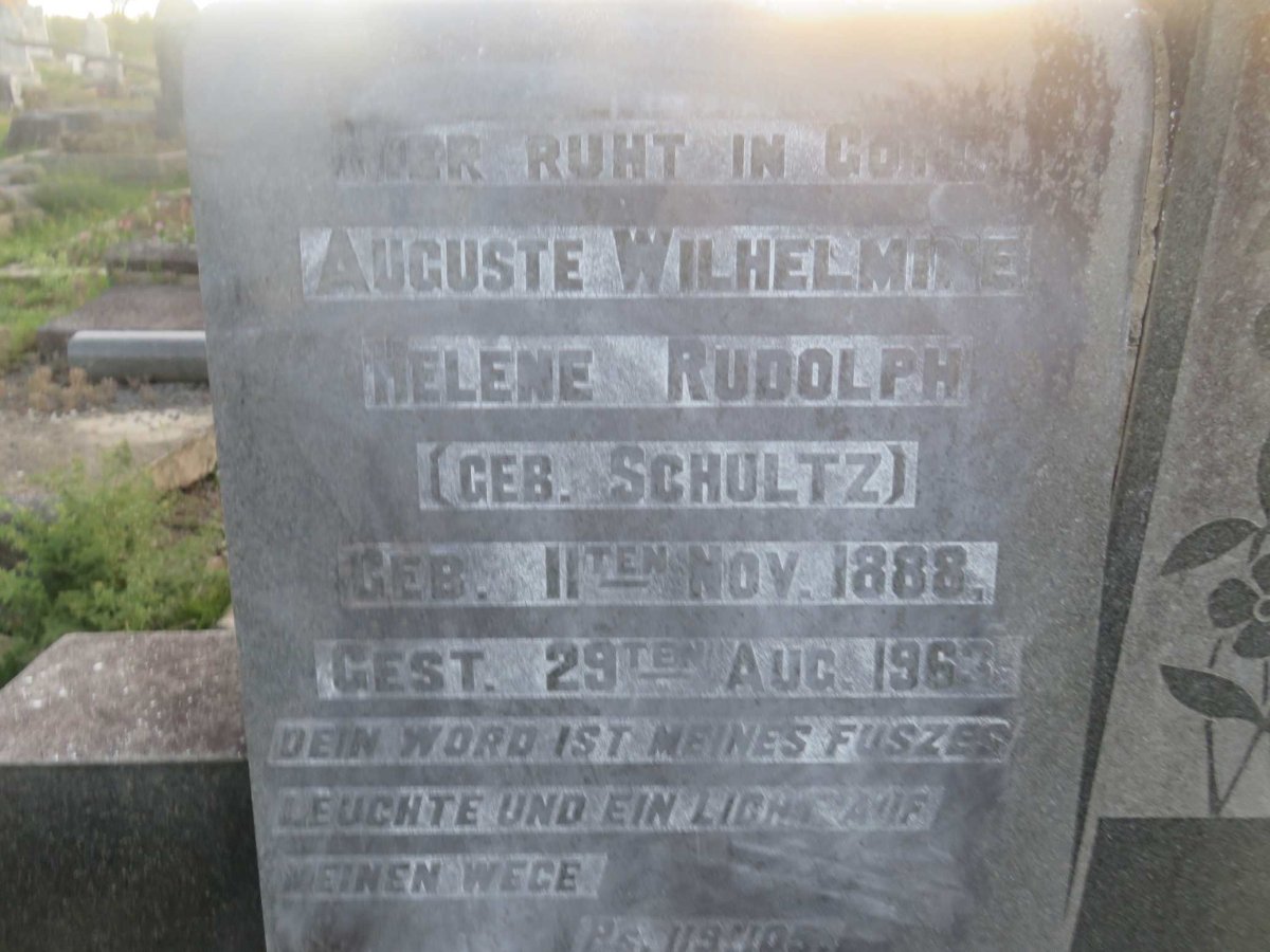 RUDOLPH Auguste Wilhelmine Helene nee SCHULTZ 1888-1963