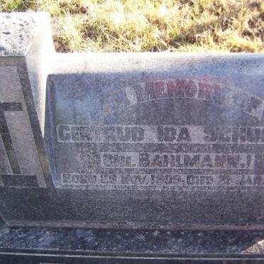 SCHULTZ Gertrud Ida nee BAHLMANN 1909-1951