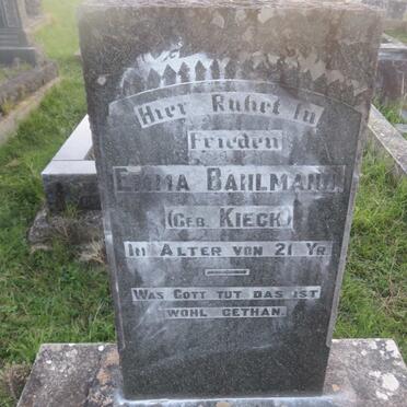 BAHLMANN Emma nee KIECK