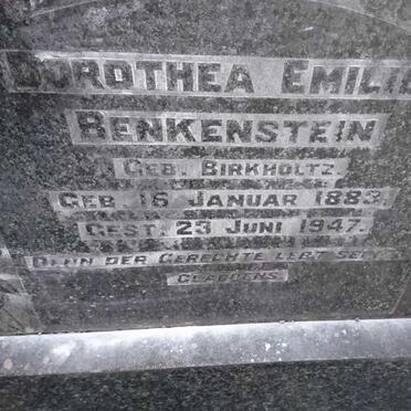 BENKENSTEIN Dorothea Emilie nee BIRKHOLTZ 1883-1947