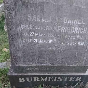 BURMEISTER Daniel Friedrich 1892-1959 &amp; Sarah BENKENSTEIN 1895-1961