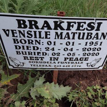 BRAKFESI Vensile Matubane 1951-2020