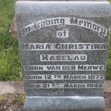 HASELAU Maria Christina nee VAN DER MERWE 1877-1942