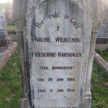 KARSHAGEN Pauline Wilhelmine Friederike nee BURMEISTER 1866-1946