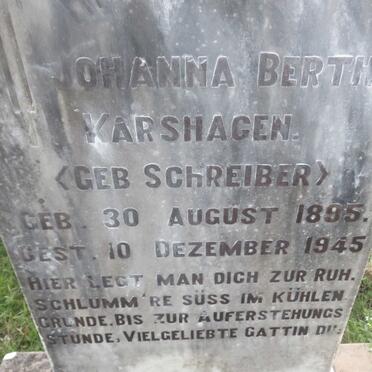KARSHAGEN Johanna Bertha nee SCHREIBER 1895-1945
