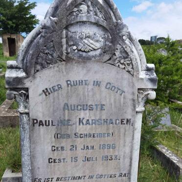 KARSHAGEN Auguste Pauline nee SCHREIBER 1896-1933