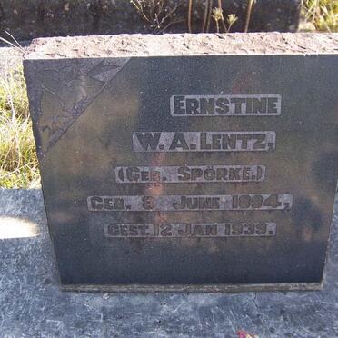 LENTZ Ernestine W.A. nee SPORKE 1894-1939