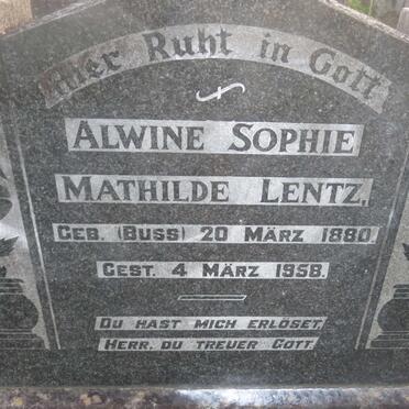 LENTZ Alwine Sophie Mathilde nee BUSS 1880-1958