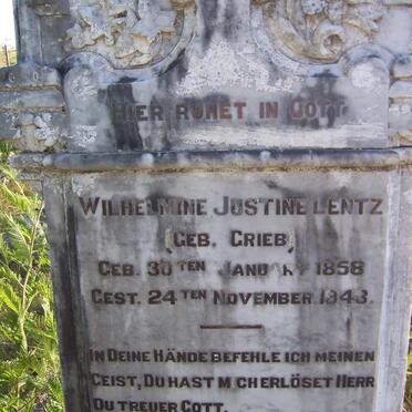 LENTZ Wilhelmine Justine nee GRIEB 1858-1943