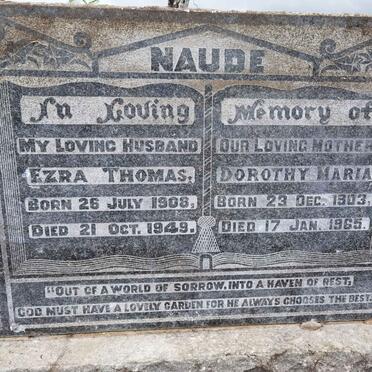 NAUDE Ezra Thomas 1908-1949 &amp; Dorothy Maria 1903-1965