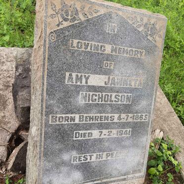 NICHOLSON Amy Janneta nee BEHRENS 1865-1941