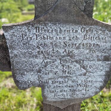 POHLMANN Ern. nee BOTTCHER 18?1-1890 :: POHLMANN Anna 1890-1890