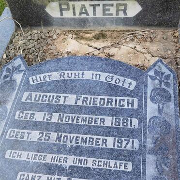 PIATER August Friedrich 1881-1971