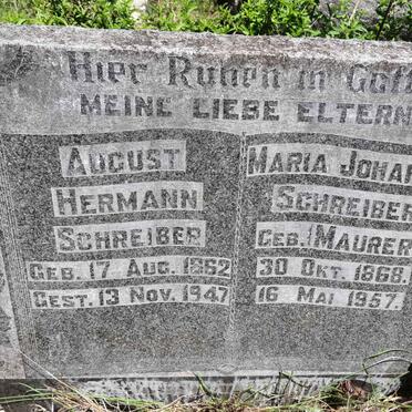 SCHREIBER August Hermann 1862-1947 &amp; Maria Johanna MAURER 1868-1957