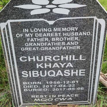 SIBUQASHE Churchill Khaya 1956-2017