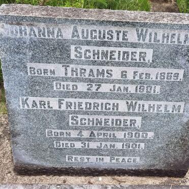 SCHNEIDER Johanna Aguste Wilhelmine nee THRAMS 1869-1901 :: SCHNEIDER Karl Friedrich Wilhelm 1900-1901