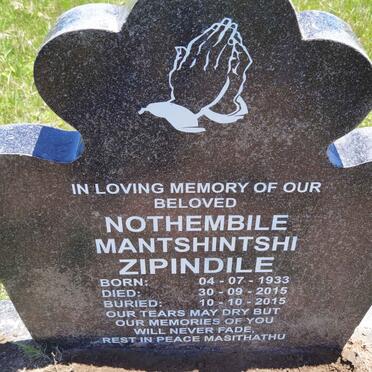 ZIPINDILE Nothembile Mantshintshi 1933-2015