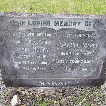 MARAIS John Henry -1941 &amp; Martha Maria -1963