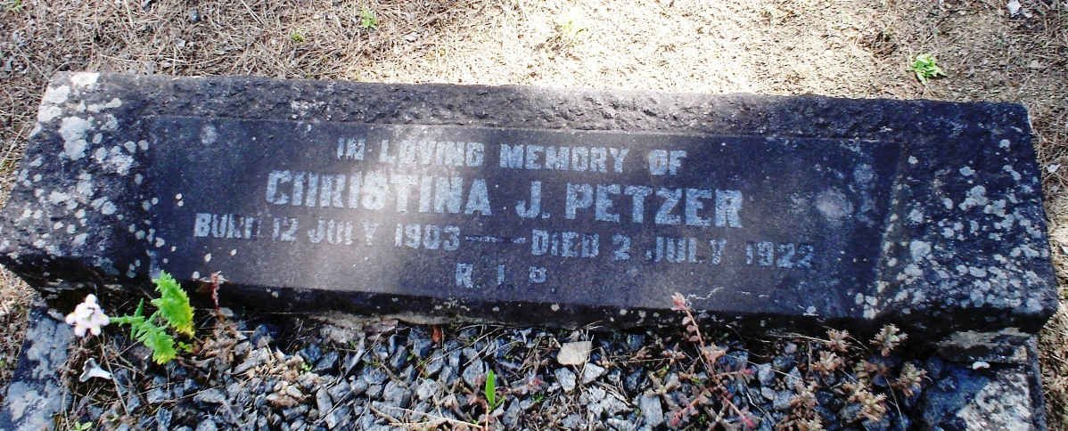 PETZER Christina J. 1903-1922