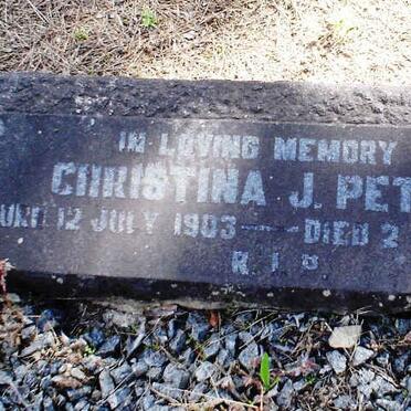 PETZER Christina J. 1903-1922