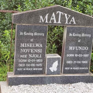 MATYA Miselwa Novensi nee NJOLI 1903-1970 :: MATYA Mfundo 1967-1968