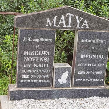 MATYA Miselwa Novensi nee NJOLI 1903-1970 :: MATYA Mfundo 1967-1968