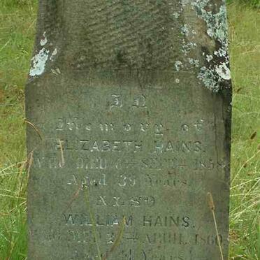HAINS William -1869 &amp; Elizabeth -1858