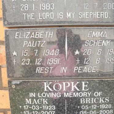 SCHENK Emma 1907-1996 :: PAUTZ Elizabeth 1948-1991