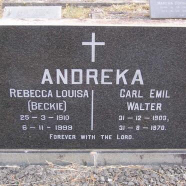 ANDREKA Carl Emil Walter 1903-1970 &amp; Rebecca Louisa 1910-1999