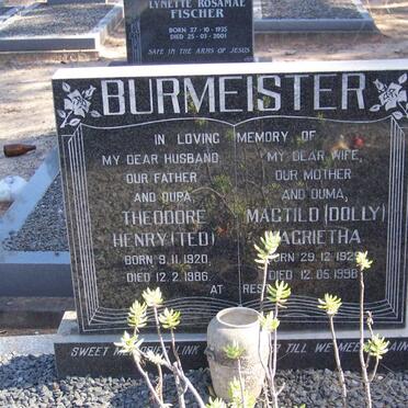 BURMEISTER Theodore Henry 1920-1986 &amp; Magtild Magrietha 1925-1998