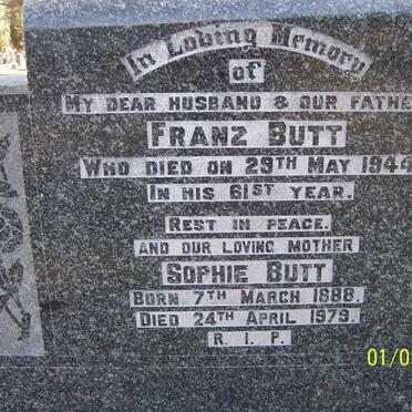 BUTT Franz -1944 &amp; Sophie 1888-1979