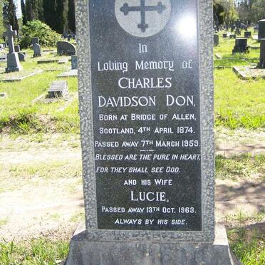 DON Charles Davidson 1874-1959 &amp; Lucie -1963