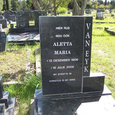 EYK Aletta Maria, van 1906-2006