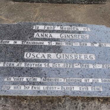 GINSBERG Oscar 1876-1961 &amp; Anna 1880-1950