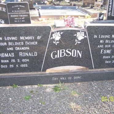 GIBSON Thomas Ronald 1934-1993 &amp; Esme Luise 1936-1984