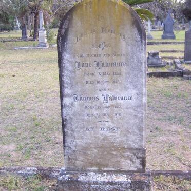 LAWRANCE Thomas 1837-1916 &amp; Jane 1855-1915